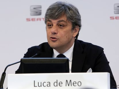 El president de Seat, Lucca de Meo, durant la roda de premsa a Martorell (Barcelona), el 16 de març de 2016.