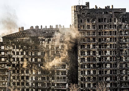 Estado del edificio del barrio de Campanar de Valencia donde fallecieron 10 personas, el 23 de febrero. 