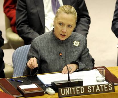 Hillary Clinton interviene ante el Consejo de Seguridad de la ONU.