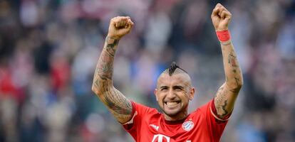 Vidal celebra un gol con el Bayern