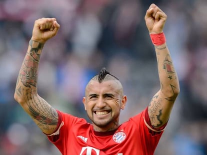 Vidal celebra un gol con el Bayern