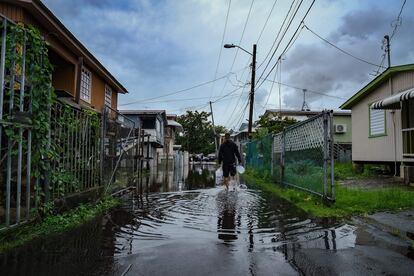 flooded street in Cataño, Puerto Rico, on September 19, 2022, after the passage of Hurricane Fiona.
