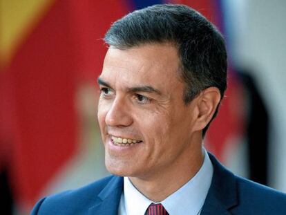 El presidente en funciones de España, Pedro Sánchez, a su llegada a la cumbre informal de jefes de Estado y de Gobierno de la Unión Europea (UE), este martes en Bruselas (Bélgica). 