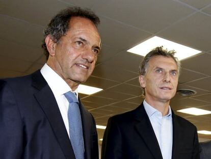 Mauricio Macri y Daniel Scioli, el viernes Buenos Aires. 