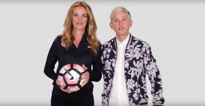 Julia Roberts y Ellen DeGeneres, en la capaña #PasaElBalón
