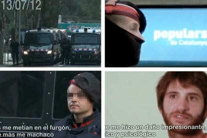 Fotogramas del vídeo publicado en Youtube en el que Sergi García denuncia malos tratos de los Mossos d’Esquadra.
