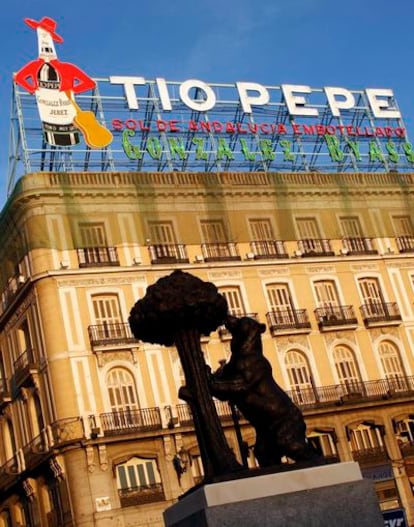 El rótulo de Tío Pepe, en la Puerta del sol, es uno de los más emblemáticos de la capital