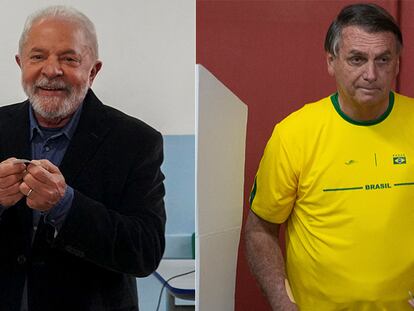 Lula da Silva y Jair Bolsonaro  emiten su voto en las elecciones, este domingo.