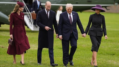 The princes of Wales, Guillermo and Kate, receive Trump's marriage upon arrival at Windsor Castle