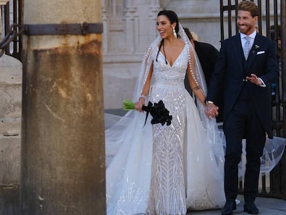 Pilar Rubio y Sergio Ramos tras contraer matrimonio.