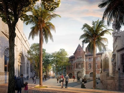 Recreación del proyecto de remodelación del entorno del Mercat Central de Valencia.