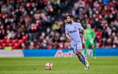 Jordi Alba, en el partido del Barcelona ante el Athletic en San Mamés.