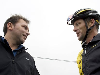 Bruyneel y Armstrong, en 2008.