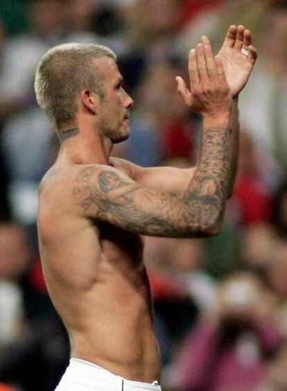 Beckham se despide del Bernabéu el sábado pasado.