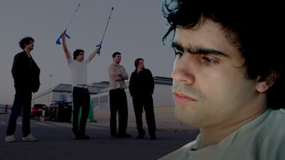 Diego Ibáñez y el resto de miembros de Carolina Durante antes del concierto en el SanSan Festival.