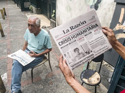 Portada del 29 de octubre del pasado año del semanal La Razón, donde denuncia la crisis humanitaria que asola Venezuela por la falta estatal de dinero para la compra de alimentos y medicinas.