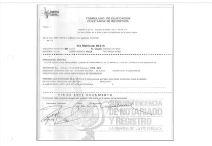 Documento de venta del inmueble, donde figura la cantidad "$2.500.000".