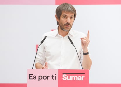 El portavoz de Sumar, Ernest Urtasun, el pasado 24 de julio.