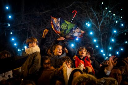 La cabalgata, en Madrid este jueves.