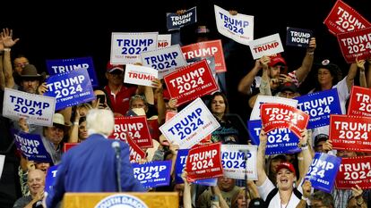 Supporters of Donald Trump during a rally held by the former president in South Dakota on September 8.