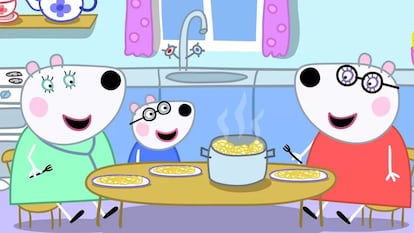 Escena del episodio 'Familias' de 'Peppa Pig', en el que Penny Polar Bear presenta a Peppa a sus dos madres.