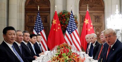 El presidente chino, Xi Jinping, y su homólogo estadounidense, Donald Trump, durante la reunión que mantuvieron en el G20, en Buenos Aires.