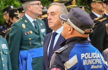 El director de la Policía Municipal de Madrid, Pablo Enrique Rodríguez, en el acto de la festividad de San Juan Bautista, patrón de este cuerpo, en junio de 2023.