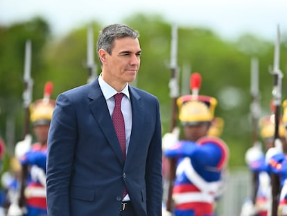 El presidente del Gobierno, Pedro Sánchez, este miércoles en Brasilia, al comienzo del viaje oficial a Brasil.