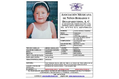 Boletín digital de búsqueda de Juana Bernal (ahora Rocío Martínez).