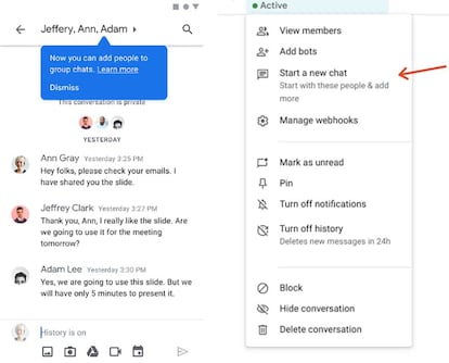 Cambios en los chats de grupo de las apps de Google.