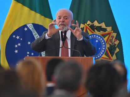 Lula durante el anuncio de este lunes, en Brasilia.