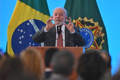 Lula durante el anuncio de este lunes, en Brasilia.