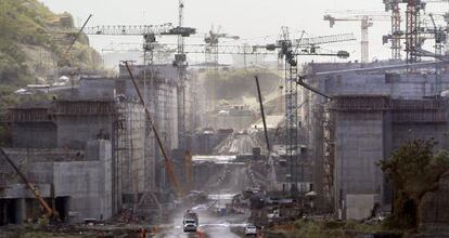 Vista de las obras del Canal de Panamá el 3 de enero