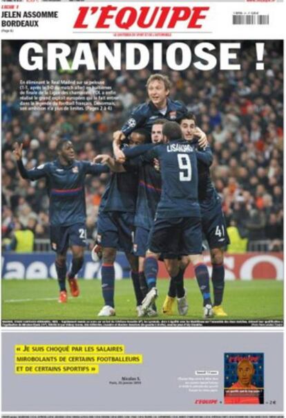 Portada del diario francés <i>L'Equipe</i>.