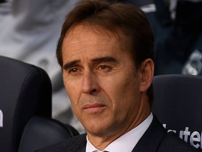 Julen Lopetegui, durant el clàssic del diumenge en el Camp Nou.