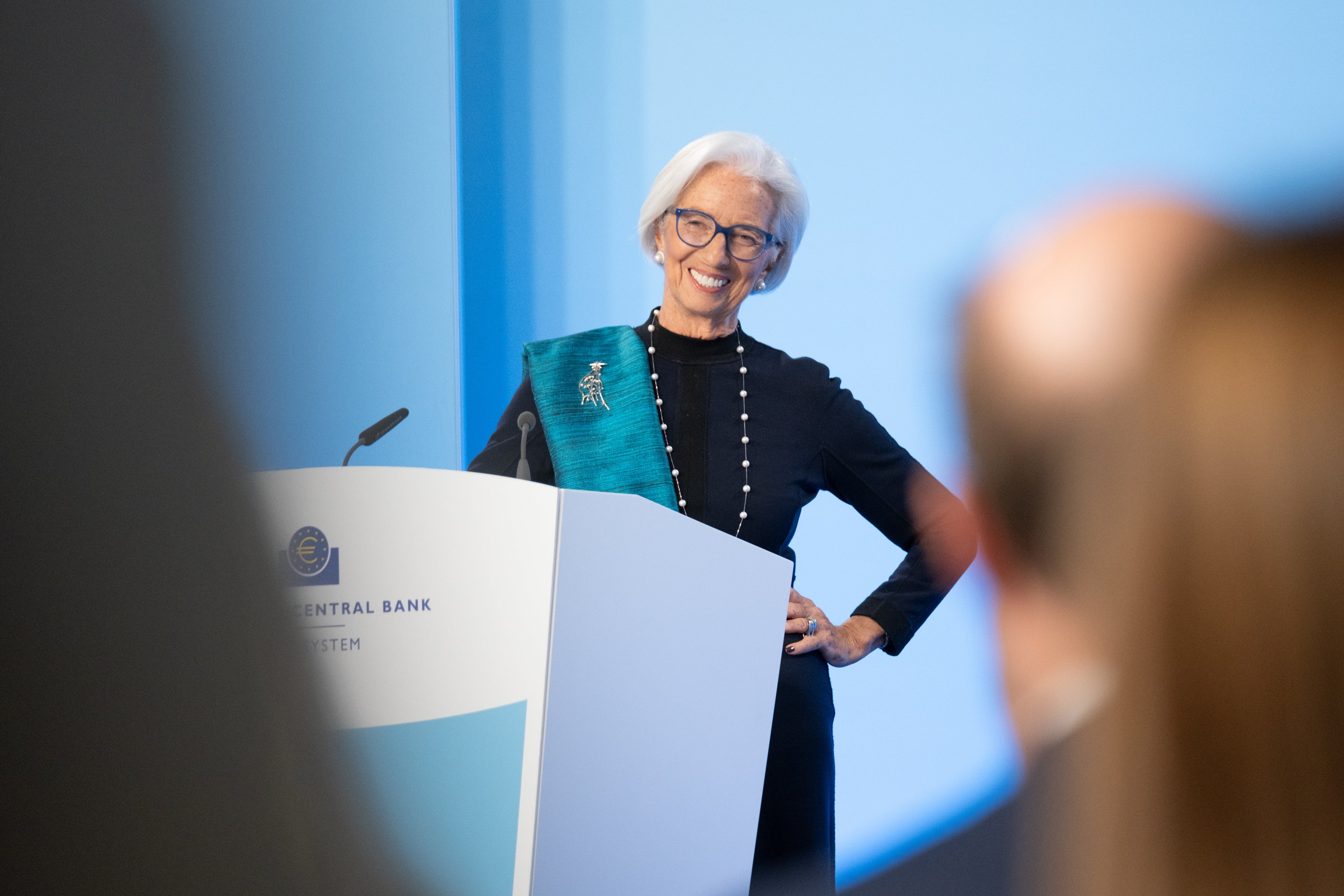 La presidenta del BCE, Christine Lagarde, ayer en Fráncfort.