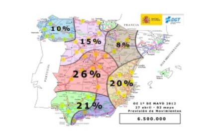 Previsión de intensidad circulatoria, según la DGT.