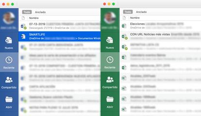 Abrir documentos recientes en Word y Excel.