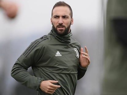 Higuaín, durante el entrenamiento del lunes. 