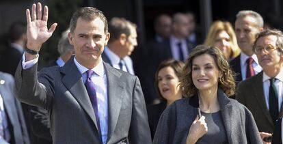 Felipe VI con la reina Letizia en un acto el 4 de marzo.