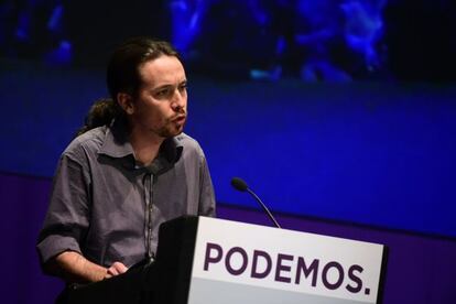 Pablo Iglesias, durant el seu míting a Madrid.