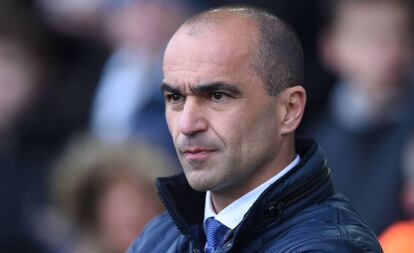 Roberto Martínez, en un partido del Everton en marzo.