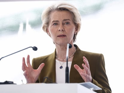 La presidenta de la Comisión Europea, Ursula von der Leyen, el lunes en Ostende (Bélgica).