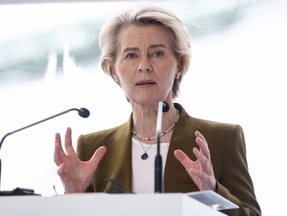 La presidenta de la Comisión Europea, Ursula von der Leyen, el lunes en Ostende (Bélgica).