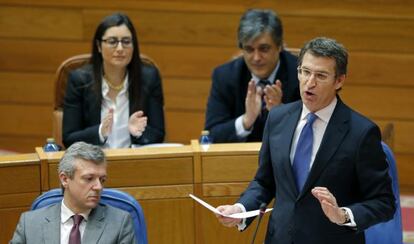 El presidente de la Xunta duurante la sesión de control