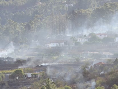 Vista del incendio declarado el sábado 15 de julio en el municipio de Puntagorda, en la isla de La Palma.