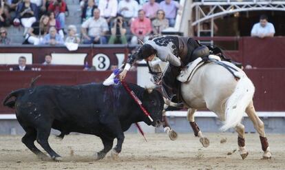 El rejoneador Diego Ventura, que cortó una oreja ayer en Las Ventas.