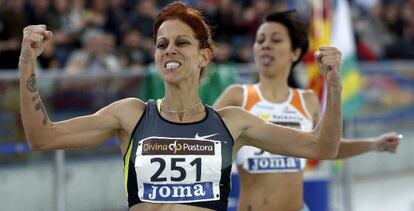 Natalia Rodríguez celebra su victoria en los 1.500m.