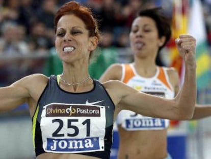 Natalia Rodríguez celebra su victoria en los 1.500m.