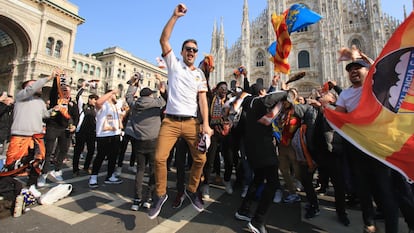 Around 2,500 soccer fans from Valencia traveled to Milan to see Atalanta play Valencia on February 19.